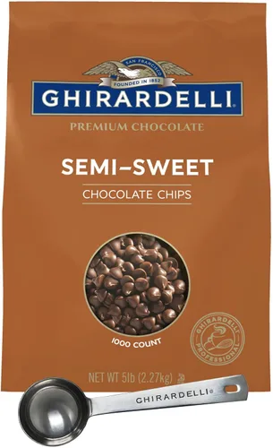 Vista 14 de Ghirardelli Pepitas de chocolate 60% cacao, bolsa de 5 libras con cuchara barista con sello Ghirardelli