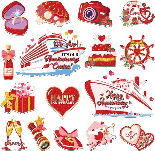 Vista 8 de Decoraciones magnéticas para puerta de crucero, 12 piezas de imanes náuticos tropicales familiares para crucero, divertidos letreros magnéticos