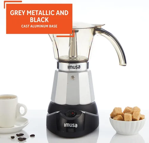 Vista 10 de IMUSA Máquina eléctrica de café expreso de 6 o 3 tazas, color plateado