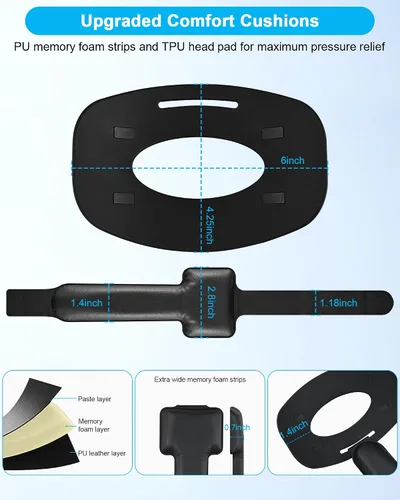Vista 4 de TRANSNOVO Compatible with Oculus Quest 2 Head Strap, VR Accessory for Meta Quest 2,One-Button Retractable Lightweight Elite Strap,Enhanced Comfort