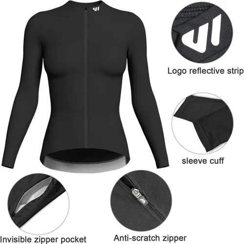 Vista 3 de Wulibike Cycling Jersey Women Long Sleeve,Bike Shirts for Women Biking Tops Breathable Cycle Jerseys with 4 Pockets