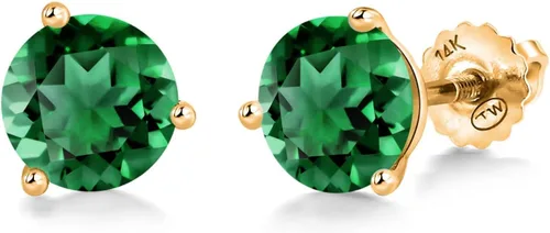 Vista 170 de Gem Stone King Aretes de Martini de oro amarillo de 14 quilates Aretes de tuerca de 3 puntas para mujeres y hombres Redondos de 0.236 pulgadas