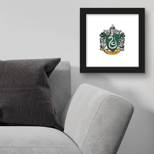 Vista 3 de Trends International Gallery Pops Harry Potter - Póster de pared de Slytherin Crest Scroll de 12 x 12 pulgadas, versión enmarcada en negro