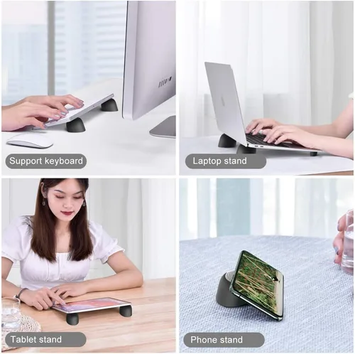 Vista 7 de Elevadores de laptop para escritorio, soporte de refrigeración para mini laptop, almohadillas magnéticas para teclado, patas ergonómicas