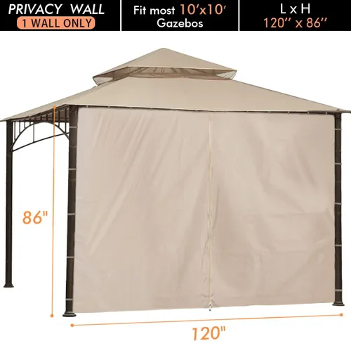 Vista 3 de Ontheway - Pared universal de privacidad para la mayoría de kioscos de 10 x 10 pies, solo 1 panel de pared lateral (1, beige, 10 x 10 pies)