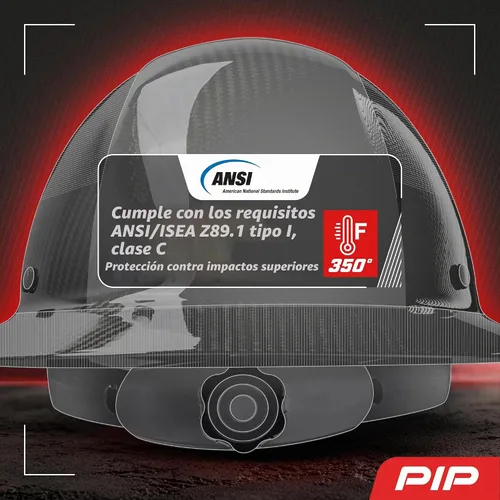 Vista 6 de PIP Wolfjaw, casco duro de ala completa con cúpula lisa y carcasa de fibra de carbono brillante, suspensión textil remachada de 8 puntos, ajuste