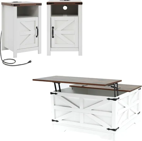 Vista 22 de Mesa de centro negra con almacenamiento, mesa de cóctel con parte superior elevadora con bisagras, mesa central cuadrada de madera con gran