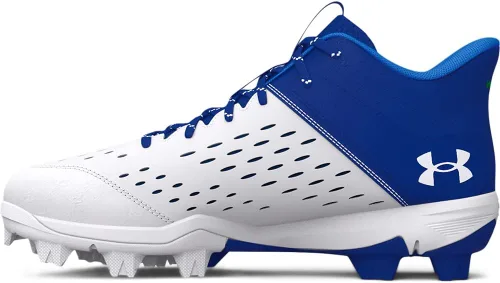 Vista 4 de Under Armour Leadoff Mid Junior - Botines de béisbol moldeados de goma para niños Rojo