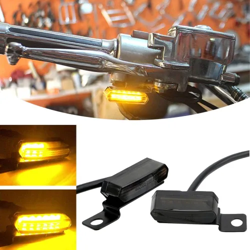 Vista 10 de ANKIA - 2 luces intermitentes universales para motocicleta, 12 V, mini LED Negro 01