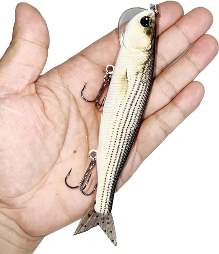 Vista 7 de Topwater - Señuelo de pesca artificial Bionic Wobbler, 5.5 pulgadas/1.02 onzas, simulación de hundimiento lento, cebo duro multiarticulado