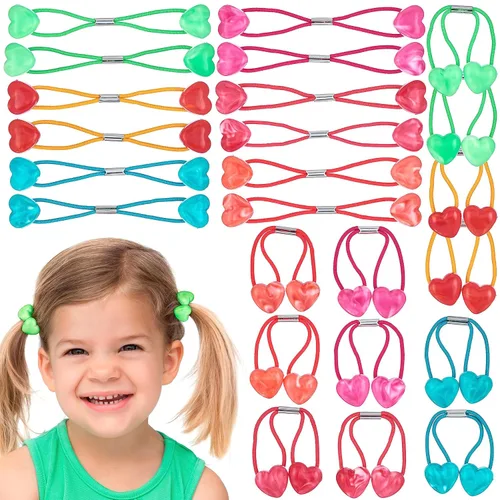 Vista 17 de Colección de 20 piezas de coleteros, bolas de cola de caballo, gomas elásticas, cuentas de pelo de 18 mm redondas, opacas, multicolores, dobles 59.1