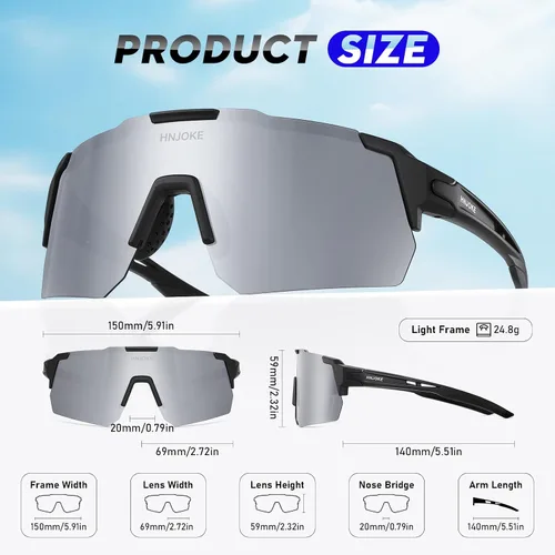 Vista 5 de Sports Polarized Sunglasses, UV 400 Protection Sun Glasses Women, Mens Glasses for Cycling Biking Running