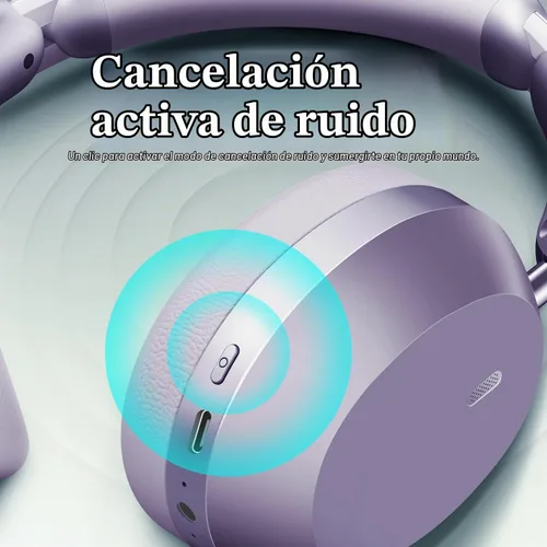 Vista 2 de Wentronic Y04 - Audífonos inalámbricos Bluetooth sobre la oreja, sumérgete en cada ritmo con cancelación activa de ruido y sonido de alta