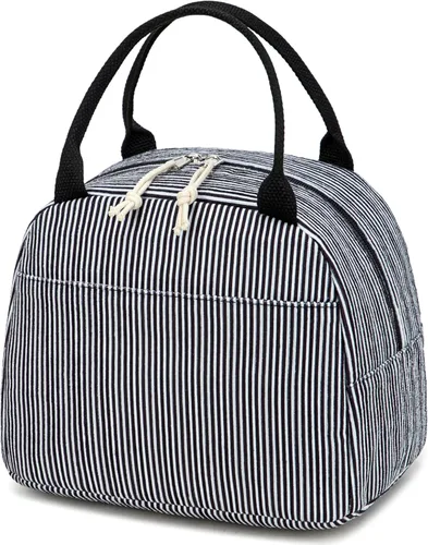 Vista 12 de Bluboon Bolsa de almuerzo para mujer, bonita bolsa de almuerzo de pana con correa para el hombro, reutilizable, aislada, gran capacidad