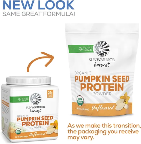 Vista 3 de Sunwarrior - Proteína en polvo de semillas de calabaza orgánica, sin sabor