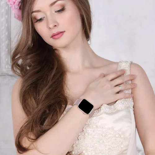 Vista 7 de Paquete de 3 correas de malla metálica compatibles con Apple Watch de 1.496 in 1.575 in 1.614 in 1.654 in 1.732 in 1.772 in 1.811 in 1.929 in