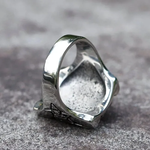 Vista 6 de BUNNISTINE Vintage Baphomet Goat Square Ring for Men and Women Stainless Steel Gothic Satanic Ring Lucifer Sigil Ring Religion Deity Pagan Ring