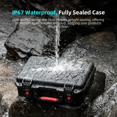 Vista 4 de Funda rígida impermeable para DJI Mavic 4 Pro Drone, almacenamiento perfecto para control remoto RC 2 o RC Pro, hasta 9 baterías, concentrador