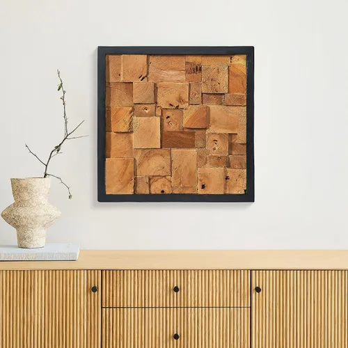 Vista 10 de Warmaxx Decoración de pared de madera de teca rústica de 17 x 17 pulgadas, decoración de pared de granja para el hogar, oficina, dormitorio