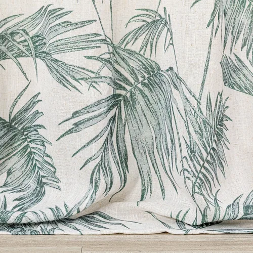 Vista 4 de MYSKY HOME Cortinas de lino para sala de estar de 84 pulgadas de largo, juego de 2 paneles de decoración semitransparentes, cortinas verdes