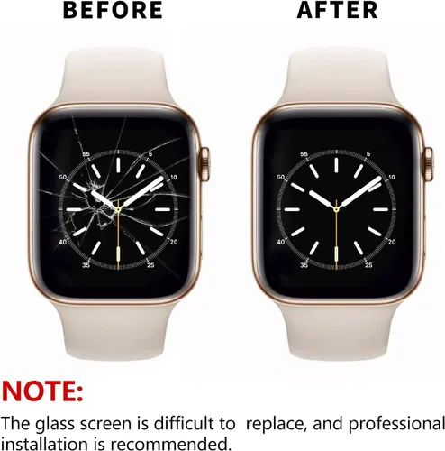 Vista 5 de Lente de cristal frontal de reloj y digitalizador táctil de repuesto compatible con Apple Watch Series 6/5/4/SE 1.575 pulgadas/1.732 pulgadas