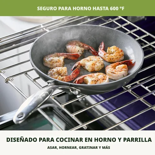 Vista 7 de GreenPan Valencia Pro 2 Piece (8" & 10") Ceramic Nonstick Skillet Set Gris
