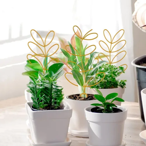 Vista 5 de 8 paquetes de enrejado de alambre de metal dorado para plantas en maceta, plantas trepadoras, amantes de las plantas de interior, Hoya, Pothos