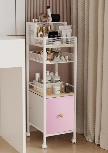 Vista 10 de Organizador de maquillaje con cajones, organizador de maquillaje grande para el cuidado de la piel, carrito de maquillaje rodante, organizador