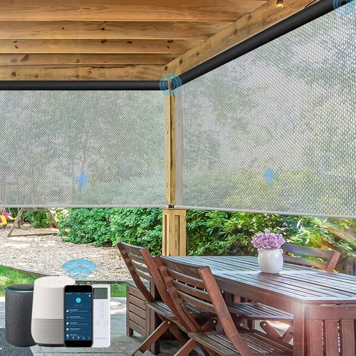 Vista 12 de Persianas enrollables motorizadas para exteriores, persianas enrollables para patio, funciona con Alexa, Google Homekit, Apple Homekit, parasol