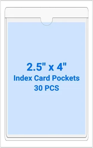 Vista 68 de 30 PCS Clear Self Adhesive Plastic Label Pockets, Top Loading Business & Library Index Card Holders, Peel and Stick Sleeves for Storage Bins, Totes