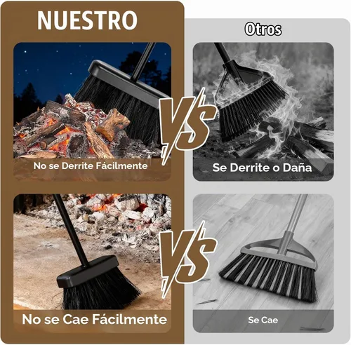 Vista 4 de AMAGABELI - Juego de accesorios de metal para chimenea de cenizas y cepillo de 32 pulgadas, resistente a la oxidación con mango largo liso, pala