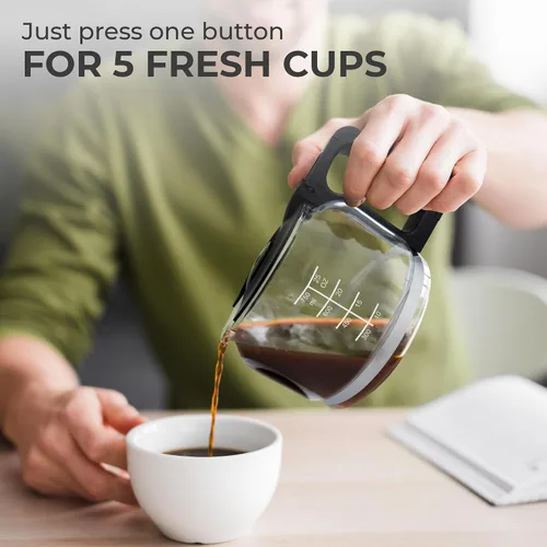 Vista 13 de Kaffe - Cafetera (25 onzas / 25.4 fl oz), función de mantener el calor, lavable y lavable, filtro de cesta extraíble, compatible con filtros de Negro