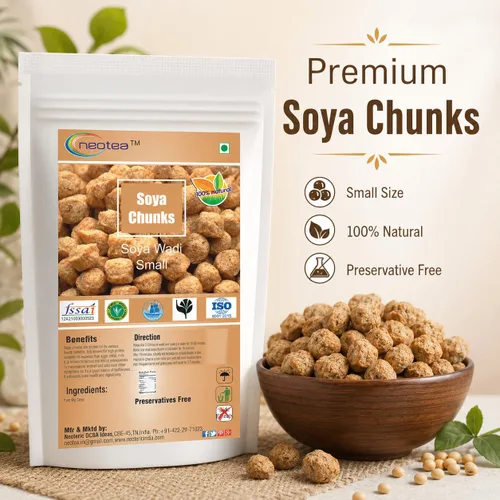 Vista 2 de Neotea Trozos de Soja Wadi Pequeño Soja Alta Proteína y Pura Vegetariana Soja Wadi 17.64 oz
