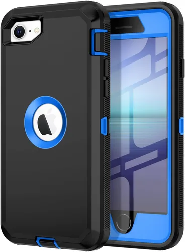 Vista 14 de I-HONVA - Carcasa protectora de 3 capas para iPhone SE 2020, protector de pantalla integrado, a prueba de golpes, polvo y caídas, resistente