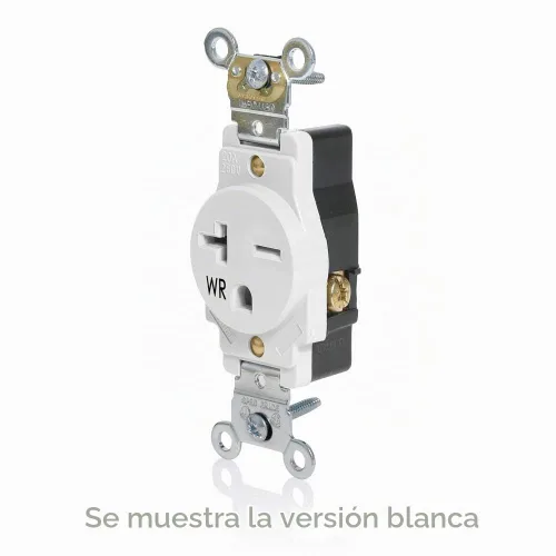 Vista 2 de Leviton Salida de un solo receptáculo, resistente a la intemperie, 20 amperios, 250 voltios, grado de especificación industrial de servicio pesado