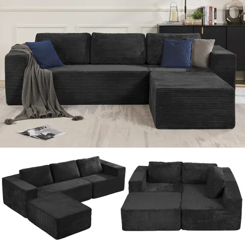 Vista 14 de Furnify Sofá modular tapizado de espuma de 30", Sofá de piso tapizado con almohada, Silla puf para dormitorio y sala de estar, No requiere