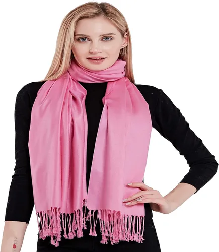 Vista 17 de CJ Apparel Solid Color Tassels Design Nepalese Shawl Seconds Scarf Wrap Stole Throw Head Wrap Pashmina Hand Made in Nepal Amarillo ámbar