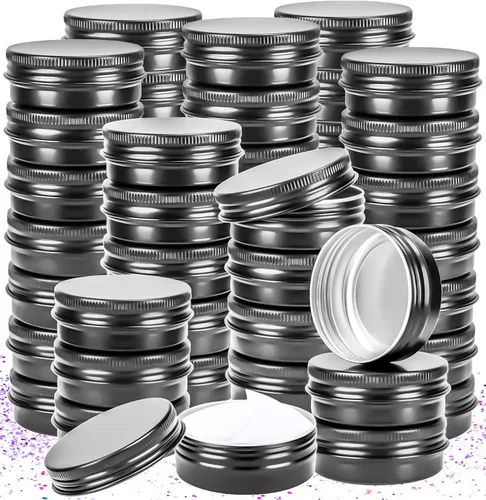 Vista 11 de 16 paquetes de tarros de aluminio de 2 onzas, latas metálicas de 60 ml, tarros de aluminio de 2 onzas con tapa de rosca para barras de loción