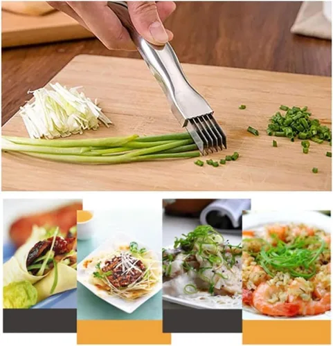 Vista 2 de 2024 Nuevo Cuchillo de Seda para Rallar, Cuchillo de Cebolla Verde Cortada de Acero Inoxidable, Cortador de Vegetales de Cocina, Cortador de Cebolla