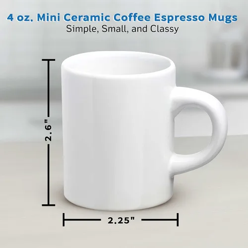 Vista 5 de DISCOUNT PROMOS Juego de 10 mini tazas de cerámica, 4 oz. - Gres, café, duradero, mango en C, color blanco