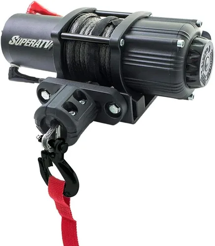 Vista 4 de SuperATV Cabrestante operativo negro de 2500 libras con placa de montaje de cabrestante para Can-Am Commander 1000R DPS/XT/XTP/MAX 1000R DPS/MAX