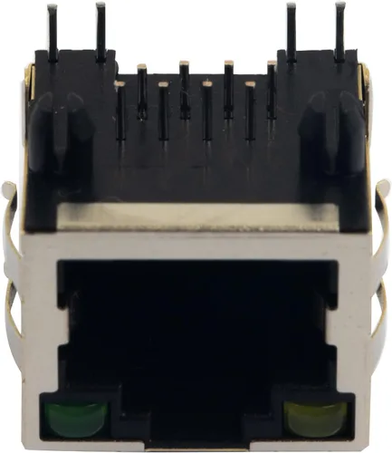 Vista 6 de whiteeeen 10 unids red Ethernet blindado RJ45 con luces LED Ethernet Jacks 8P8C hembra conectores de enchufe 8pin montaje en PCB para Cat5, Cat5e