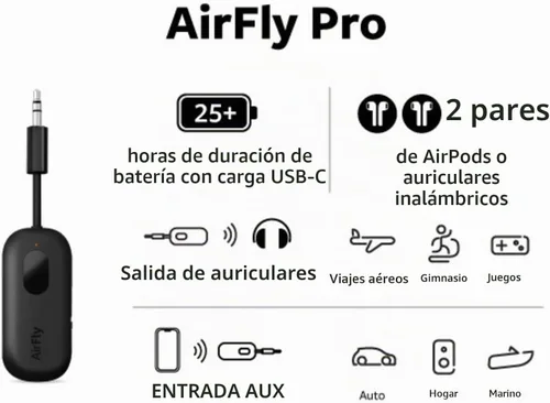 Vista 3 de Twelve South AirFly Pro, transmisor de audio inalámbrico Bluetooth, negro