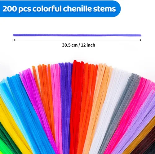 Vista 3 de Eppingwin Limpiapipas multicolor de 12 pulgadas para manualidades (200+100 piezas)