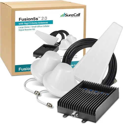 Vista 7 de Surecall Fusion5s 2G, 3G y 4G LTE Home Booster de señal celular con Yagi y 2 domos SC-PolysH/O-72-YD2-KIT