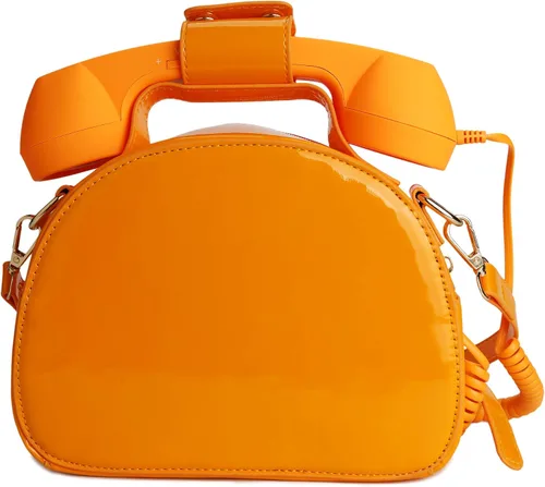 Vista 4 de QiMing Bolso bandolera para teléfono con esfera retro, bolso de micrófono móvil de PU para mujer
