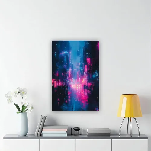Vista 6 de XAHOR Synthwave Neon Urban Wall Art – Futuristic Cyberpunk Print – Trendy Home Decoration Canvas Art Poster And Wall Art Picture Print Modern Family