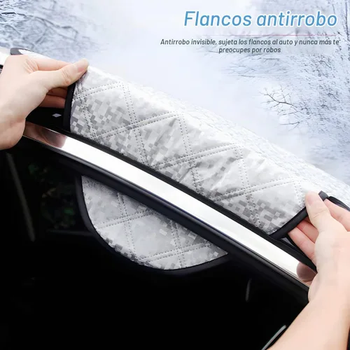Vista 4 de LoyaForba - Cubierta magnética para parabrisas de coche, 4 capas de protección impermeable y a prueba de viento, contra nieve, hielo, sol y heladas