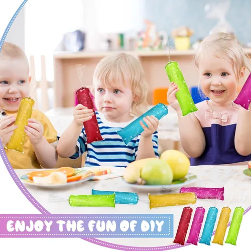 Vista 6 de Yexiya 400 bolsas de plástico para helados, bolsas de molde de helado desechables, bolsa de paletas con embudo de silicona para hacer dulces