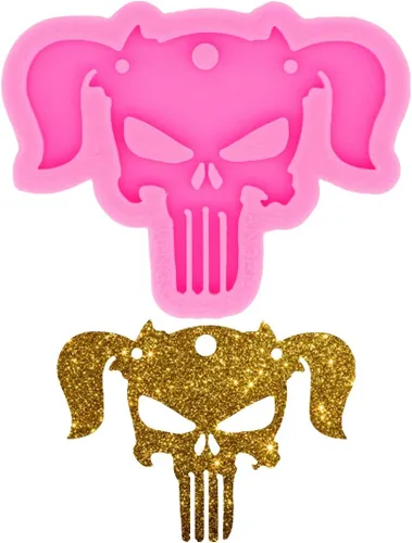 Vista 8 de Molde de resina de silicona para mujer, cabeza de calavera súper brillante, para llavero, collar, colgante, joyería, fabricación de moldes de resina
